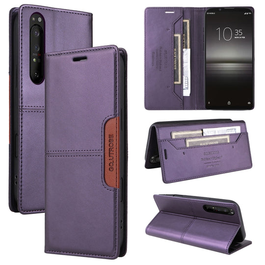 For Sony Xperia 1 II GQUTROBE G01 RFID Anti-theft Leather Phone Case(Purple)