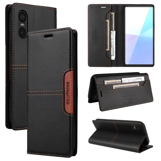For Sony Xperia 5 VI GQUTROBE G01 RFID Anti-theft Leather Phone Case(Black)