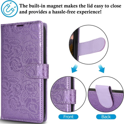 For Samsung Galaxy S25 5G Peony Flowers Imprint Leather Phone Case(Purple) by buy2fix