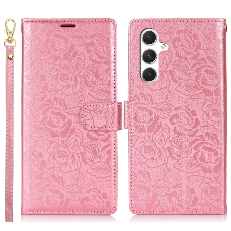 For Samsung Galaxy S25 5G Peony Flowers Imprint Leather Phone Case(Pink) by buy2fix