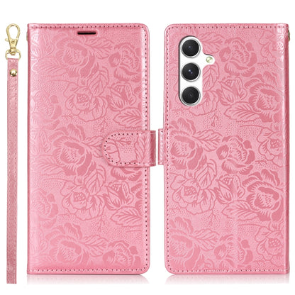 For Samsung Galaxy S25 5G Peony Flowers Imprint Leather Phone Case(Pink) by buy2fix