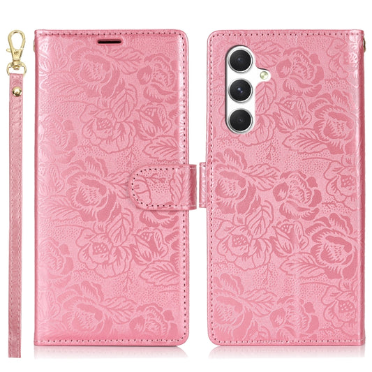 For Samsung Galaxy S25 5G Peony Flowers Imprint Leather Phone Case(Pink) by buy2fix