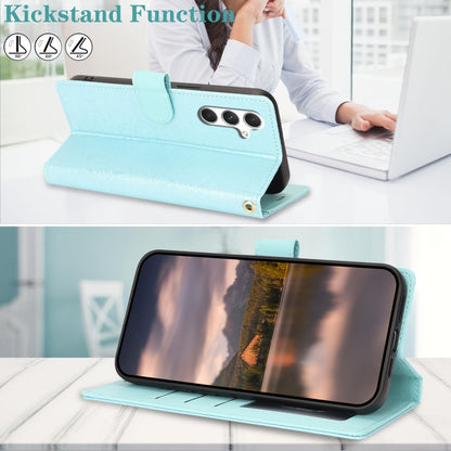 For Samsung Galaxy S25 5G Peony Flowers Imprint Leather Phone Case(Sky Blue) by buy2fix