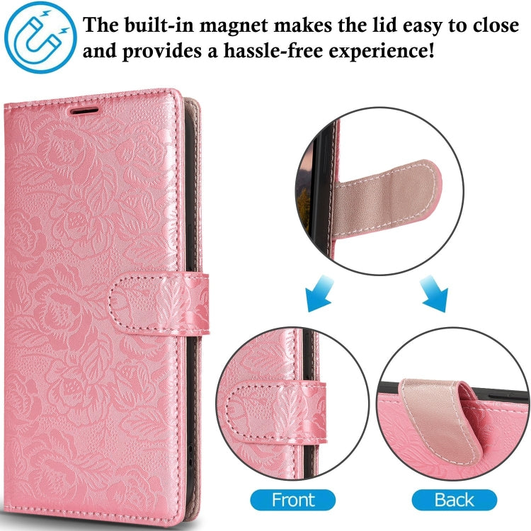 For Samsung Galaxy S25 Ultra 5G Peony Flowers Imprint Leather Phone Case(Pink) by buy2fix