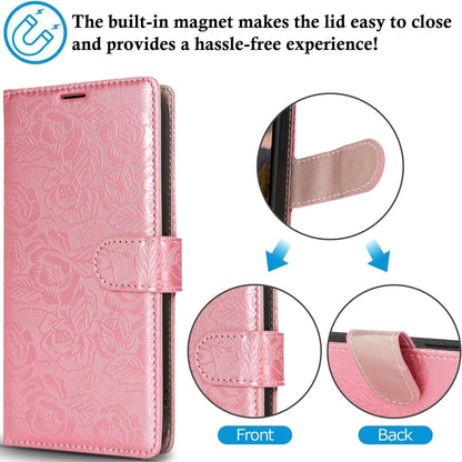 For Samsung Galaxy S25 Ultra 5G Peony Flowers Imprint Leather Phone Case(Pink) by buy2fix