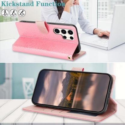 For Samsung Galaxy S25 Ultra 5G Peony Flowers Imprint Leather Phone Case(Pink) by buy2fix