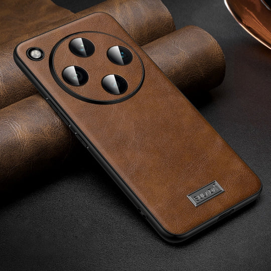 For OPPO Find X8 Pro SULADA Shockproof TPU + Handmade Leather Phone Case(Brown)