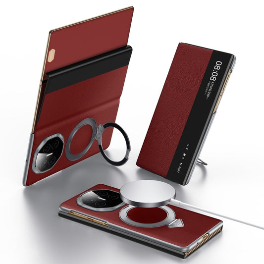 For Huawei Mate XT Ultimate Design SULADA Smart View Window MagSafe Magnetic Holder Leather Phone Case(Red) - Huawei Cases by SULADA | Online Shopping UK | buy2fix