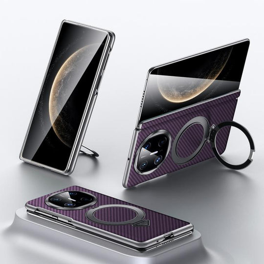 For Huawei Mate X6 SULADA Kevlar Texture MagSafe Magnetic Holder Phone Case(Purple)