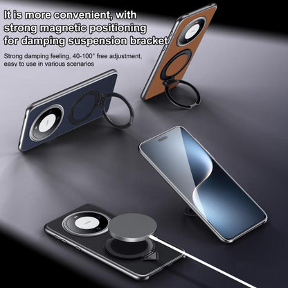 For Huawei Mate 60 SULADA Top Grain Leather MagSafe Magnetic Holder Phone Case(Black) - Huawei Cases by SULADA | Online Shopping UK | buy2fix
