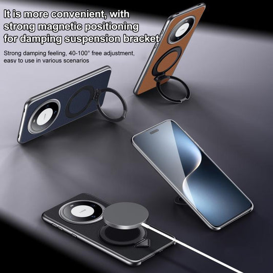 For Huawei Mate 60 SULADA Top Grain Leather MagSafe Magnetic Holder Phone Case(Black) - Huawei Cases by SULADA | Online Shopping UK | buy2fix