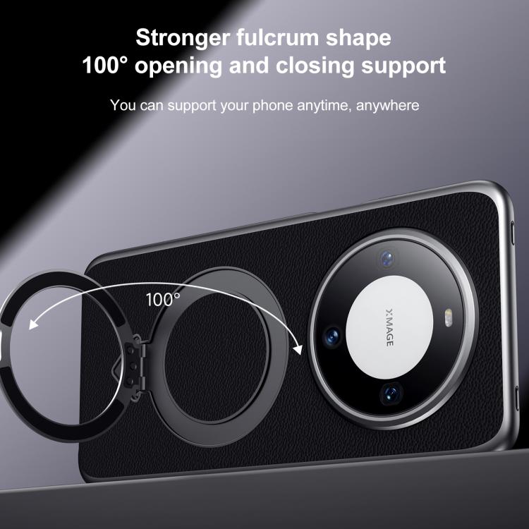 For Huawei Pura 70 SULADA Top Grain Leather MagSafe Magnetic Holder Phone Case(Black) - Huawei Cases by SULADA | Online Shopping UK | buy2fix