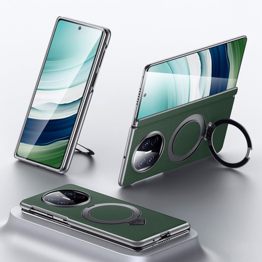 For Huawei Mate X5 / X3 SULADA Top Grain Leather MagSafe Magnetic Holder Phone Case(Green) - Huawei Cases by SULADA | Online Shopping UK | buy2fix