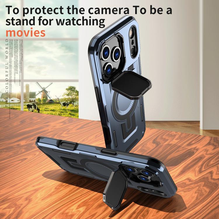 For iPhone 17 Pro Max Shield Frame Holder MagSafe Phone Case(Blue) - iPhone 17 Pro Max Cases by buy2fix | Online Shopping UK | buy2fix