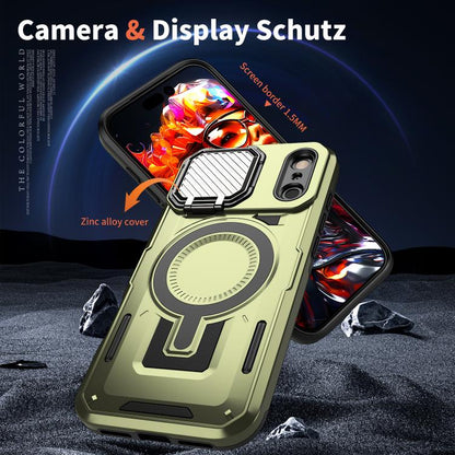 For iPhone 17 Pro Max Shield Frame Holder MagSafe Phone Case(Olive Green) - iPhone 17 Pro Max Cases by buy2fix | Online Shopping UK | buy2fix