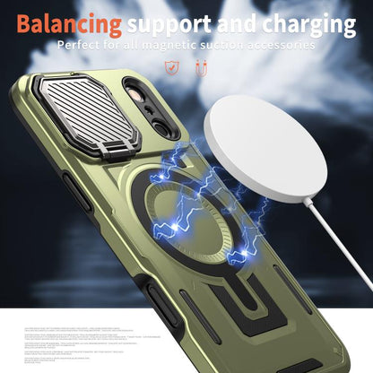 For iPhone 17 Pro Max Shield Frame Holder MagSafe Phone Case(Olive Green) - iPhone 17 Pro Max Cases by buy2fix | Online Shopping UK | buy2fix