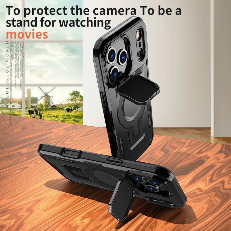 For iPhone 17 Pro Max Shield Frame Holder MagSafe Phone Case(Black) - iPhone 17 Pro Max Cases by buy2fix | Online Shopping UK | buy2fix