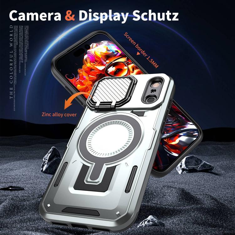 For iPhone 17 Pro Max Shield Frame Holder MagSafe Phone Case(Grey) - iPhone 17 Pro Max Cases by buy2fix | Online Shopping UK | buy2fix