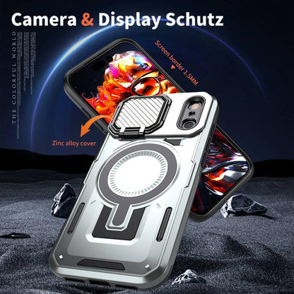 For iPhone 17 Pro Max Shield Frame Holder MagSafe Phone Case(Grey) - iPhone 17 Pro Max Cases by buy2fix | Online Shopping UK | buy2fix