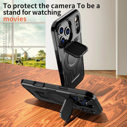 For iPhone 17 Pro Shield Frame Holder MagSafe Phone Case(Black) - iPhone 17 Pro Cases by buy2fix | Online Shopping UK | buy2fix