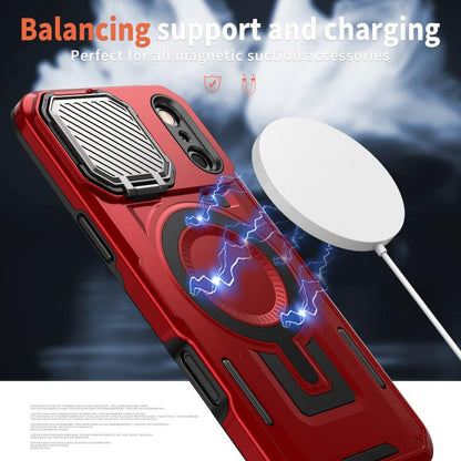 For iPhone 17 Pro Shield Frame Holder MagSafe Phone Case(Red) - iPhone 17 Pro Cases by buy2fix | Online Shopping UK | buy2fix