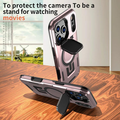 For iPhone 17 Pro Shield Frame Holder MagSafe Phone Case(Rose Gold) - iPhone 17 Pro Cases by buy2fix | Online Shopping UK | buy2fix