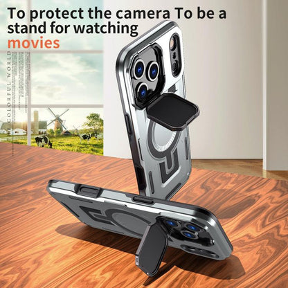 For iPhone 17 Pro Shield Frame Holder MagSafe Phone Case(Grey) - iPhone 17 Pro Cases by buy2fix | Online Shopping UK | buy2fix