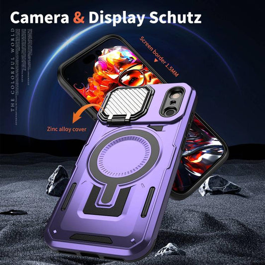 For iPhone 17 Pro Shield Frame Holder MagSafe Phone Case(Purple) - iPhone 17 Pro Cases by buy2fix | Online Shopping UK | buy2fix