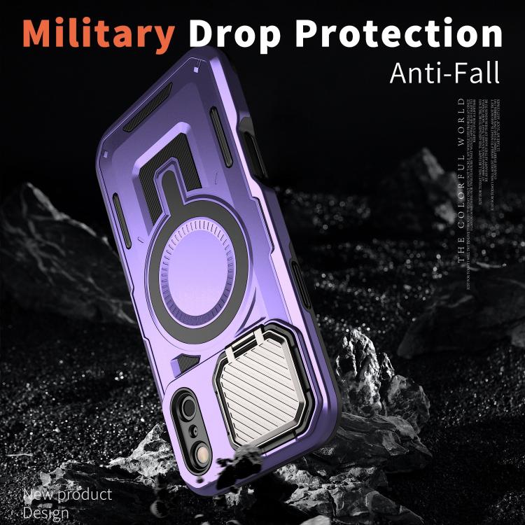 For iPhone 17 Pro Shield Frame Holder MagSafe Phone Case(Purple) - iPhone 17 Pro Cases by buy2fix | Online Shopping UK | buy2fix