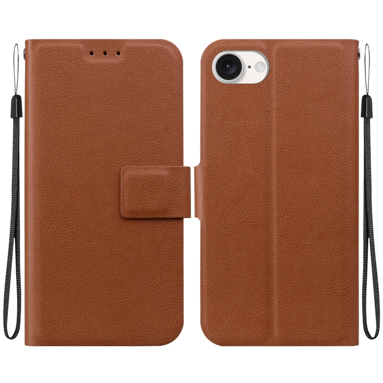 For iPhone 16e Ultra-thin Voltage Magnetic Buckle Leather Phone Case(Brown) - iPhone 16e Cases by buy2fix | Online Shopping UK | buy2fix