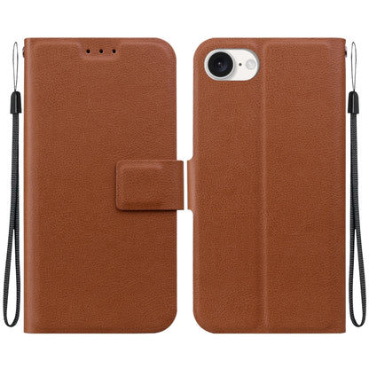 For iPhone 16e Ultra-thin Voltage Magnetic Buckle Leather Phone Case(Brown) - iPhone 16e Cases by buy2fix | Online Shopping UK | buy2fix