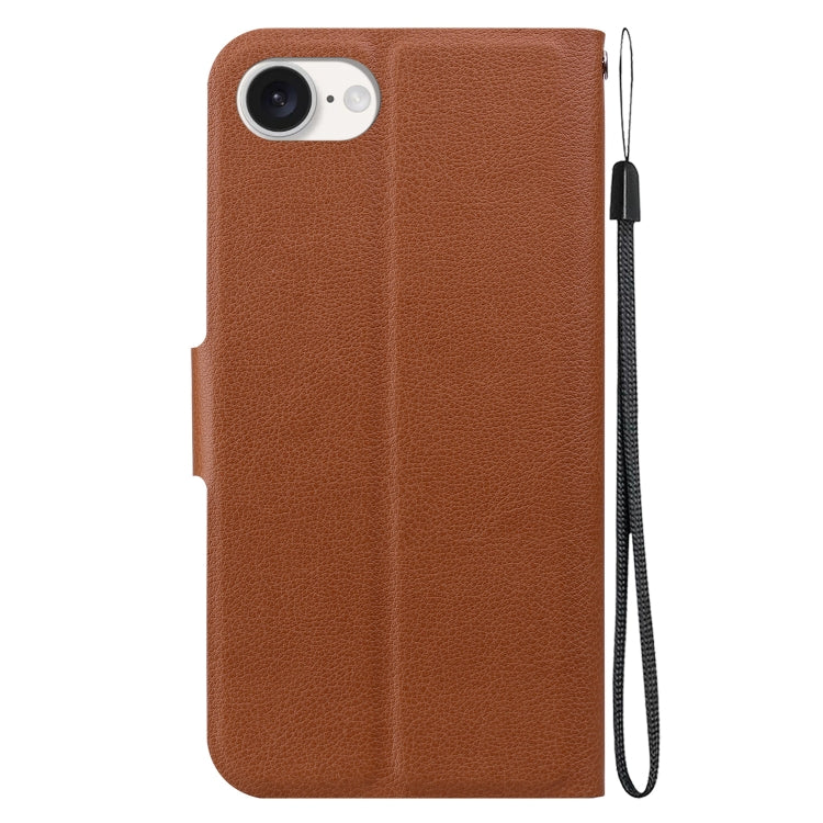 For iPhone 16e Ultra-thin Voltage Magnetic Buckle Leather Phone Case(Brown) - iPhone 16e Cases by buy2fix | Online Shopping UK | buy2fix