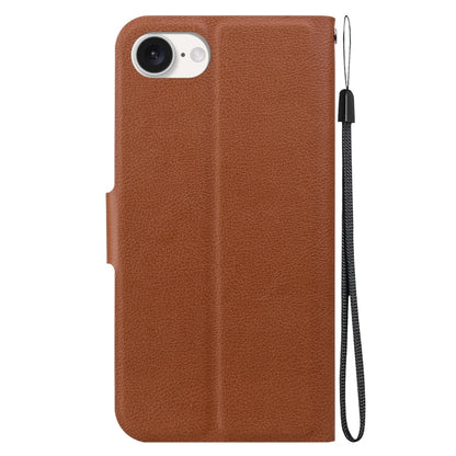 For iPhone 16e Ultra-thin Voltage Magnetic Buckle Leather Phone Case(Brown) - iPhone 16e Cases by buy2fix | Online Shopping UK | buy2fix