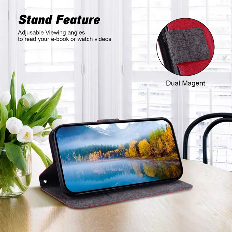 For iPhone 16e Ultra-thin Voltage Magnetic Buckle Leather Phone Case(Red) - iPhone 16e Cases by buy2fix | Online Shopping UK | buy2fix