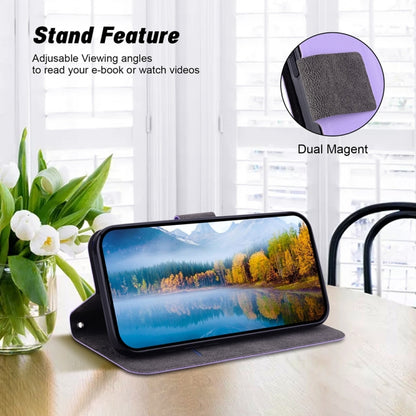 For iPhone 16e Ultra-thin Voltage Magnetic Buckle Leather Phone Case(Purple) - iPhone 16e Cases by buy2fix | Online Shopping UK | buy2fix