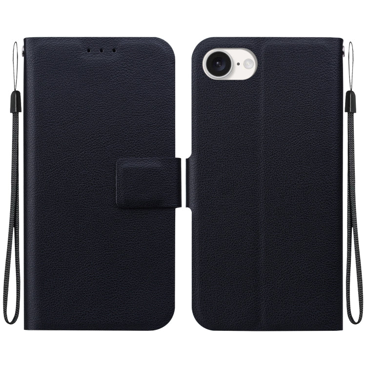 For iPhone 16e Ultra-thin Voltage Magnetic Buckle Leather Phone Case(Black) - iPhone 16e Cases by buy2fix | Online Shopping UK | buy2fix