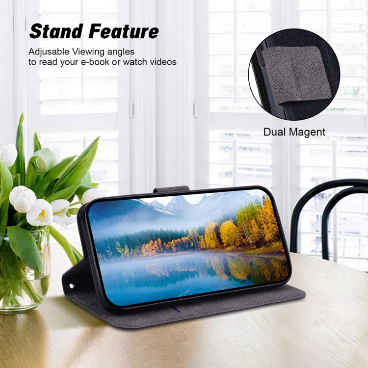 For iPhone 16e Ultra-thin Voltage Magnetic Buckle Leather Phone Case(Black) - iPhone 16e Cases by buy2fix | Online Shopping UK | buy2fix