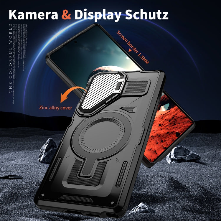 For Samsung Galaxy S25 5G Shield Frame Holder MagSafe Phone Case(Black) by buy2fix