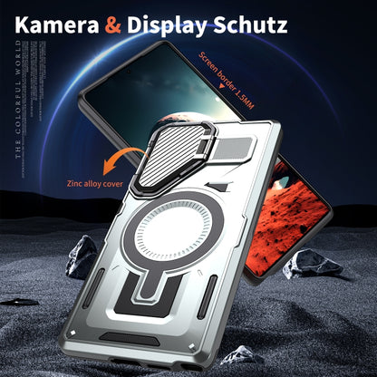 For Samsung Galaxy S25+ 5G Shield Frame Holder MagSafe Phone Case(Grey) by buy2fix