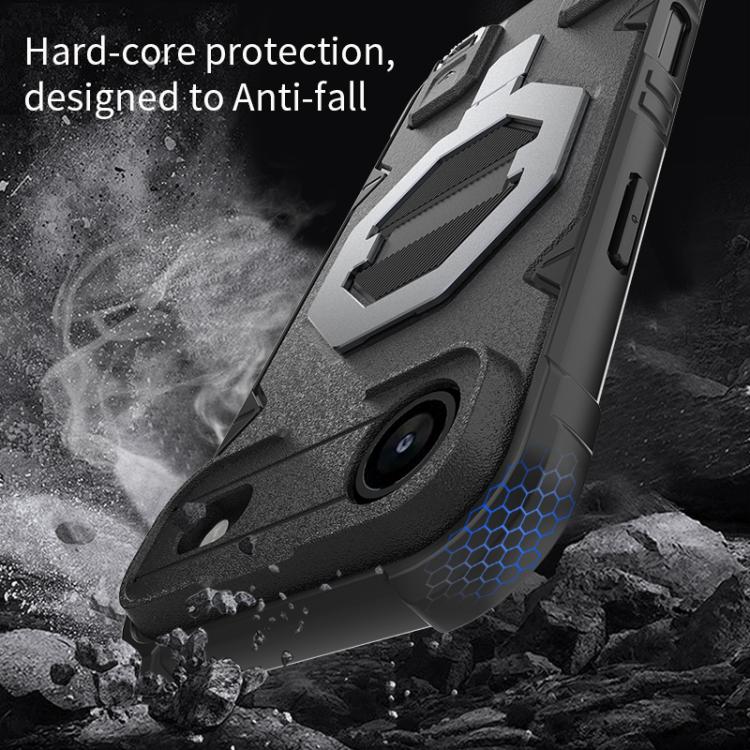 For iPhone Air Camera Shield Armor MagSafe Holder Phone Case with Strap(Black) - iPhone Air Cases by buy2fix | Online Shopping UK | buy2fix