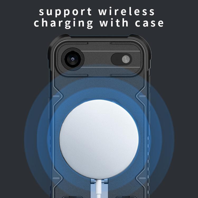 For iPhone Air Camera Shield Armor MagSafe Holder Phone Case with Strap(Black) - iPhone Air Cases by buy2fix | Online Shopping UK | buy2fix