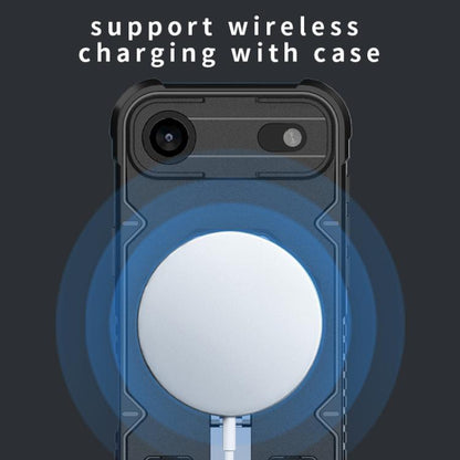 For iPhone Air Camera Shield Armor MagSafe Holder Phone Case with Strap(Sapphire Blue) - iPhone Air Cases by buy2fix | Online Shopping UK | buy2fix