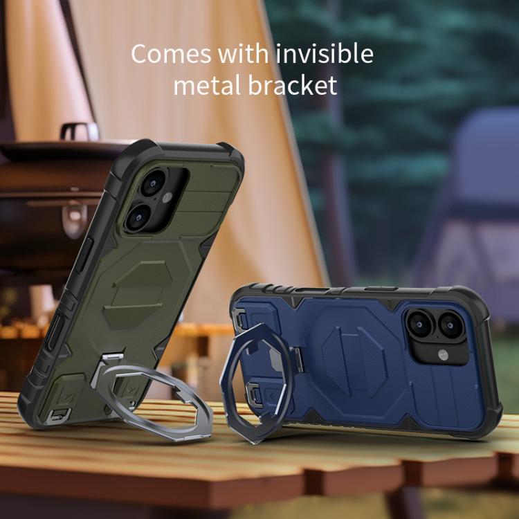 For iPhone 17 Camera Shield Armor MagSafe Holder Phone Case with Strap(Dark Green) - iPhone 17 Cases by buy2fix | Online Shopping UK | buy2fix