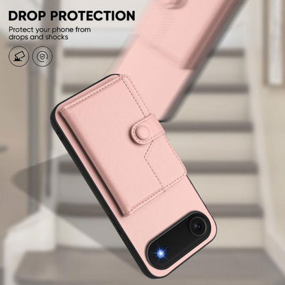 For iPhone Air Button Card Bag RFID Anti-theft Phone Case(Pink) - iPhone Air Cases by buy2fix | Online Shopping UK | buy2fix