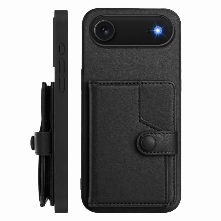 For iPhone Air Button Card Bag RFID Anti-theft Phone Case(Black) - iPhone Air Cases by buy2fix | Online Shopping UK | buy2fix