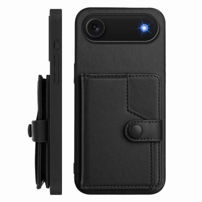 For iPhone Air Button Card Bag RFID Anti-theft Phone Case(Black) - iPhone Air Cases by buy2fix | Online Shopping UK | buy2fix