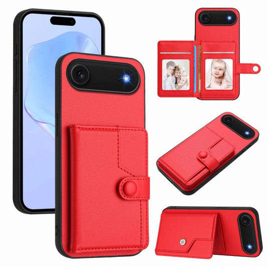 For iPhone Air Button Card Bag RFID Anti-theft Phone Case(Red) - iPhone Air Cases by buy2fix | Online Shopping UK | buy2fix