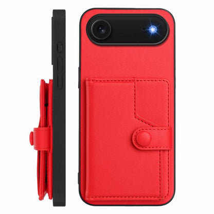 For iPhone Air Button Card Bag RFID Anti-theft Phone Case(Red) - iPhone Air Cases by buy2fix | Online Shopping UK | buy2fix