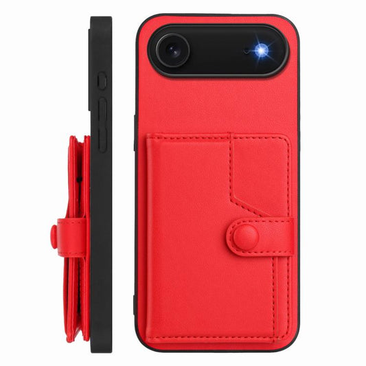 For iPhone Air Button Card Bag RFID Anti-theft Phone Case(Red) - iPhone Air Cases by buy2fix | Online Shopping UK | buy2fix