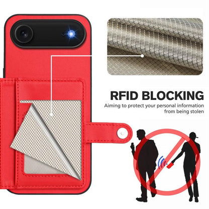 For iPhone Air Button Card Bag RFID Anti-theft Phone Case(Red) - iPhone Air Cases by buy2fix | Online Shopping UK | buy2fix